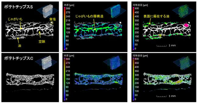 B-XRI1023 - マイクロX 線CT によるポテトチップス内の じゃがいもの厚